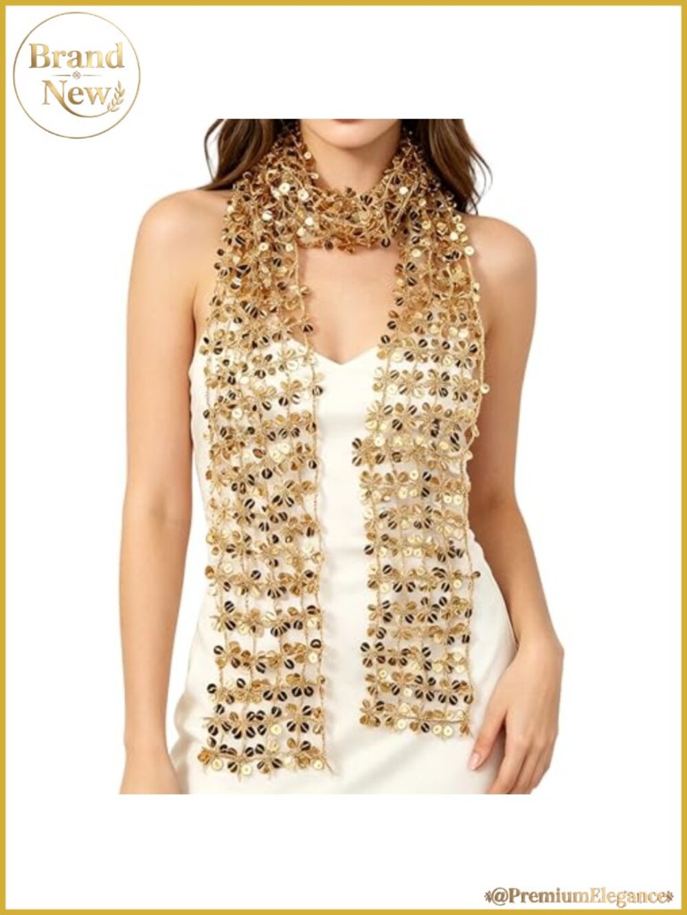 Women Sequin Scarf Glitter Neckerchief Wedding Evening Party